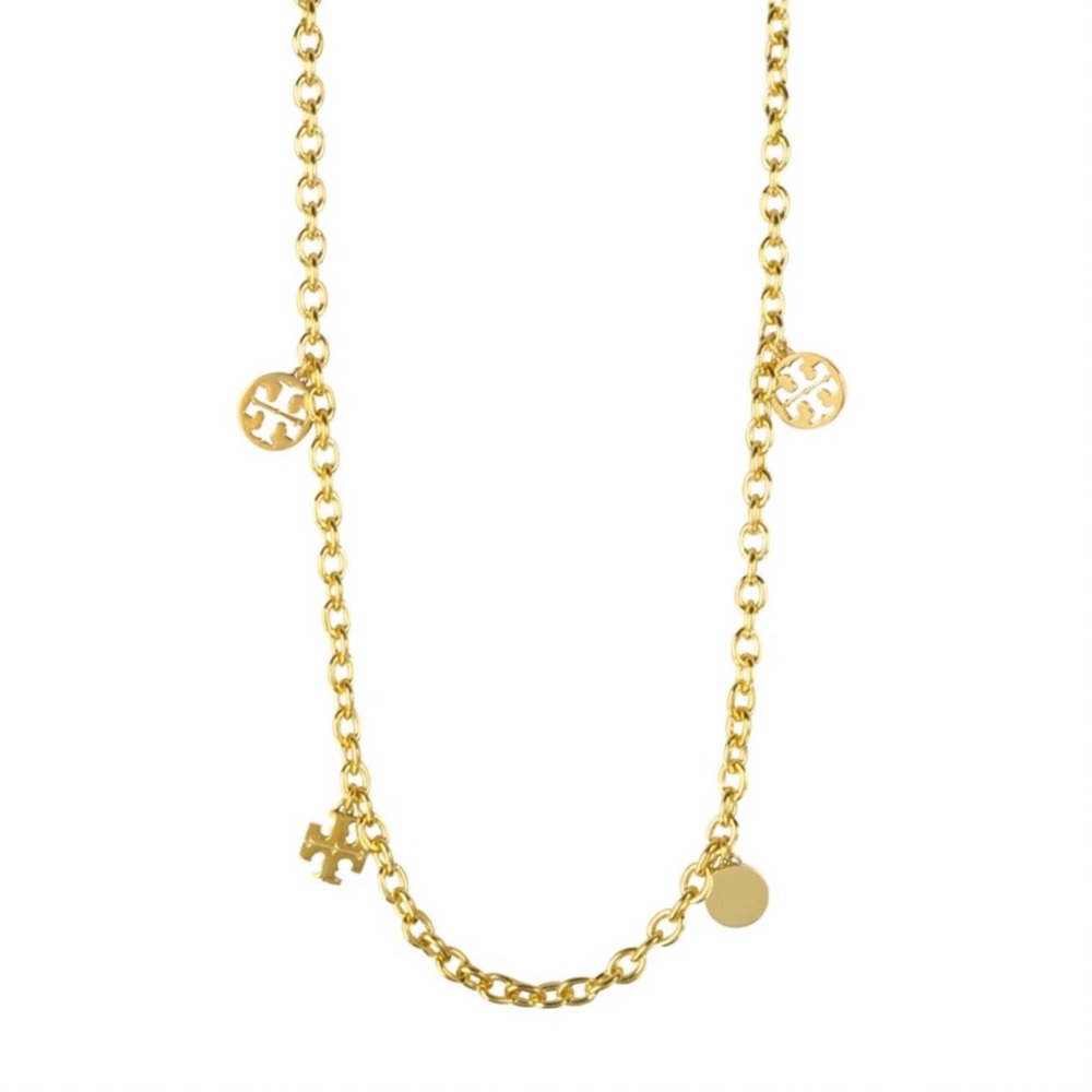 Tory Burch Logo Charm Rosary necklace